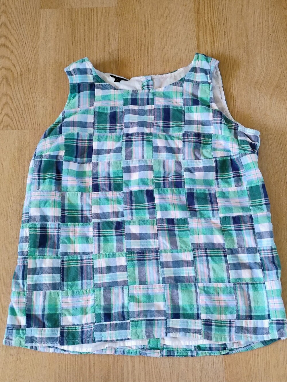 Talbots Patchwork Sleeveless Tank in Green, Blue & White